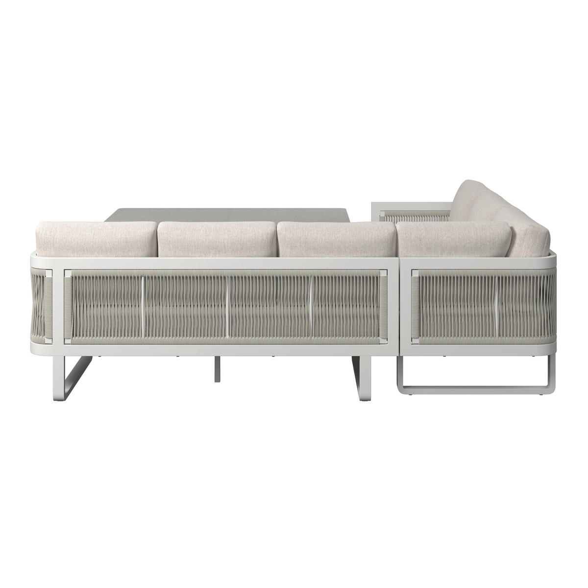DINING-LOUNGESET 190/241 cm Aluminium  - Beige/Hellgrau, Design, Glas/Textil (190/241cm) - Amatio