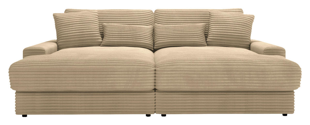 BIGSOFA in Cord Beige  - Beige/Schwarz, MODERN, Kunststoff/Textil (230/85/190cm) - Carryhome