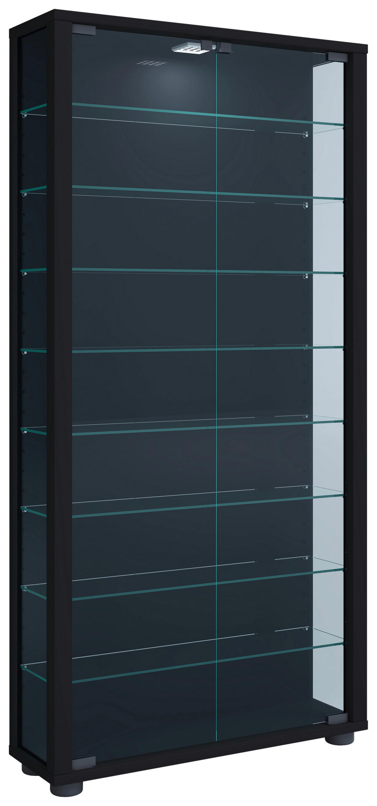 VITRINE in Schwarz  - Transparent/Schwarz, Design, Glas/Holzwerkstoff (59/113/18cm) - MID.YOU