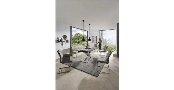SITZBANK 140/87,5/62 cm in Edelstahlfarben, Dunkelgrau - Edelstahlfarben/Dunkelgrau, Design, Textil/Metall (140/87,5/62cm) - Dieter Knoll
