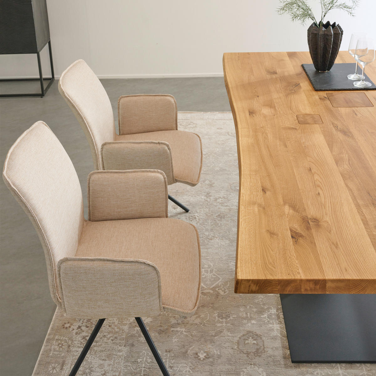 ESSTISCHHolz 220/95/76 cm  - Eichefarben/Anthrazit, Konventionell, Holz/Metall (220/95/76cm) - Cassando