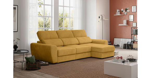 ECKSOFA Senfgelb Mikrofaser  - Senfgelb/Schwarz, KONVENTIONELL, Kunststoff/Textil (285/177cm) - Carryhome
