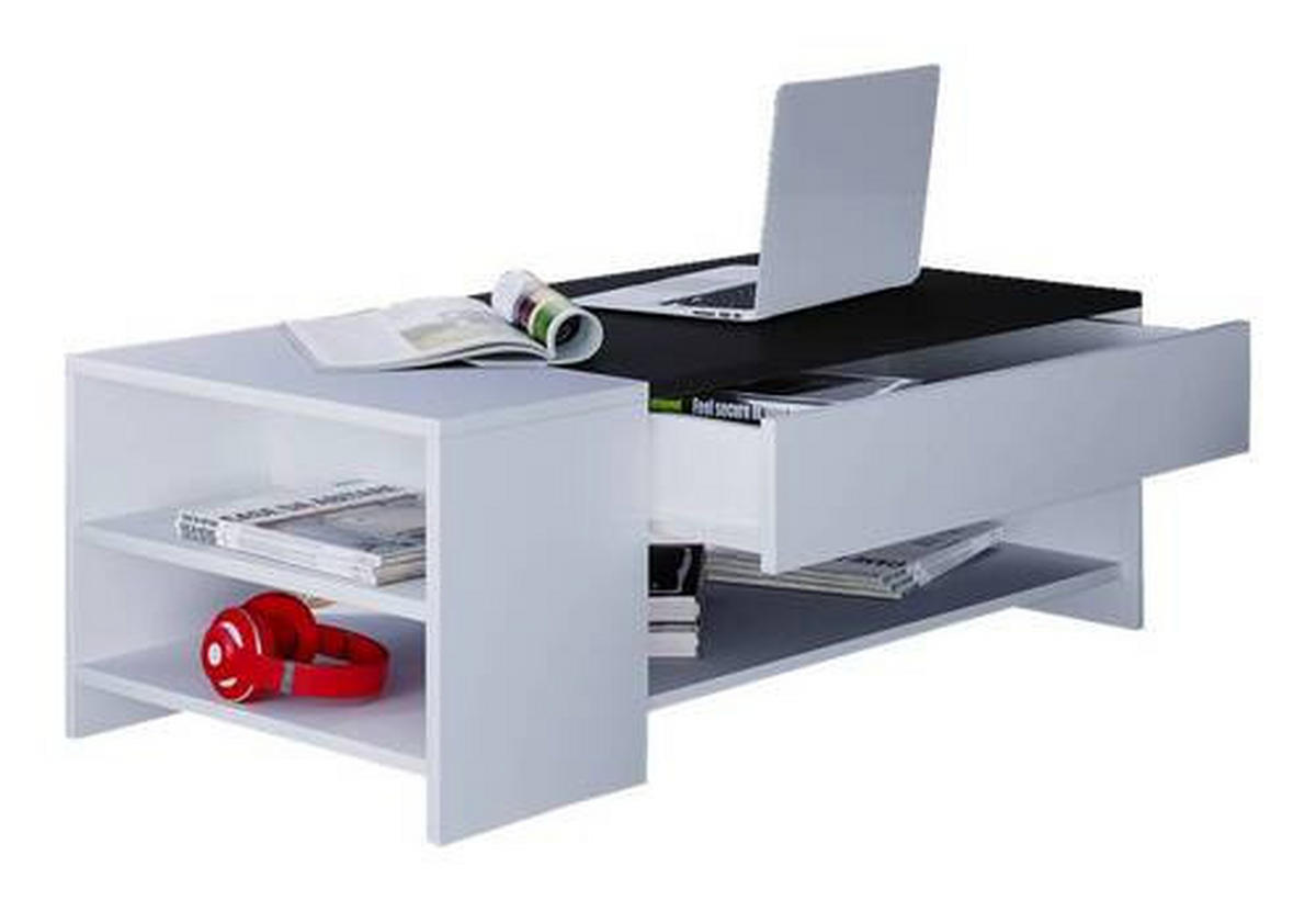 COUCHTISCH in Holzwerkstoff 100/50/35 cm  - Weiss/Schwarz, Basics, Holzwerkstoff (100/50/35cm) - MID.YOU