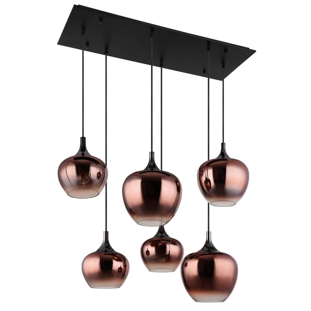 HÄNGELEUCHTE 86/42/120 cm    - Schwarz/Kupferfarben, Basics, Glas/Metall (86/42/120cm) - Globo