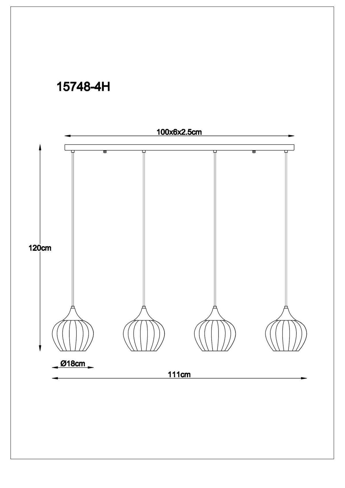 HÄNGLAMPA SANDER 111/18/120 cm  - klar/orange, Basics, metall/glas (111/18/120cm) - Globo