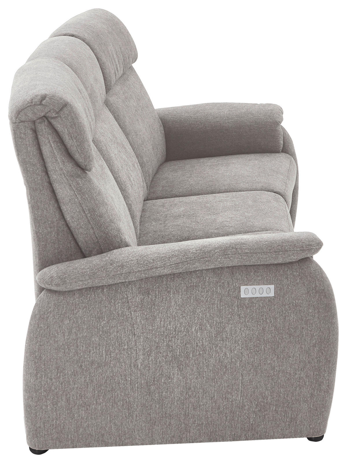 TRAPEZSOFA in Flachgewebe Greige  - Greige/Schwarz, Konventionell, Textil/Metall (219/107/97cm) - Pure Home Comfort