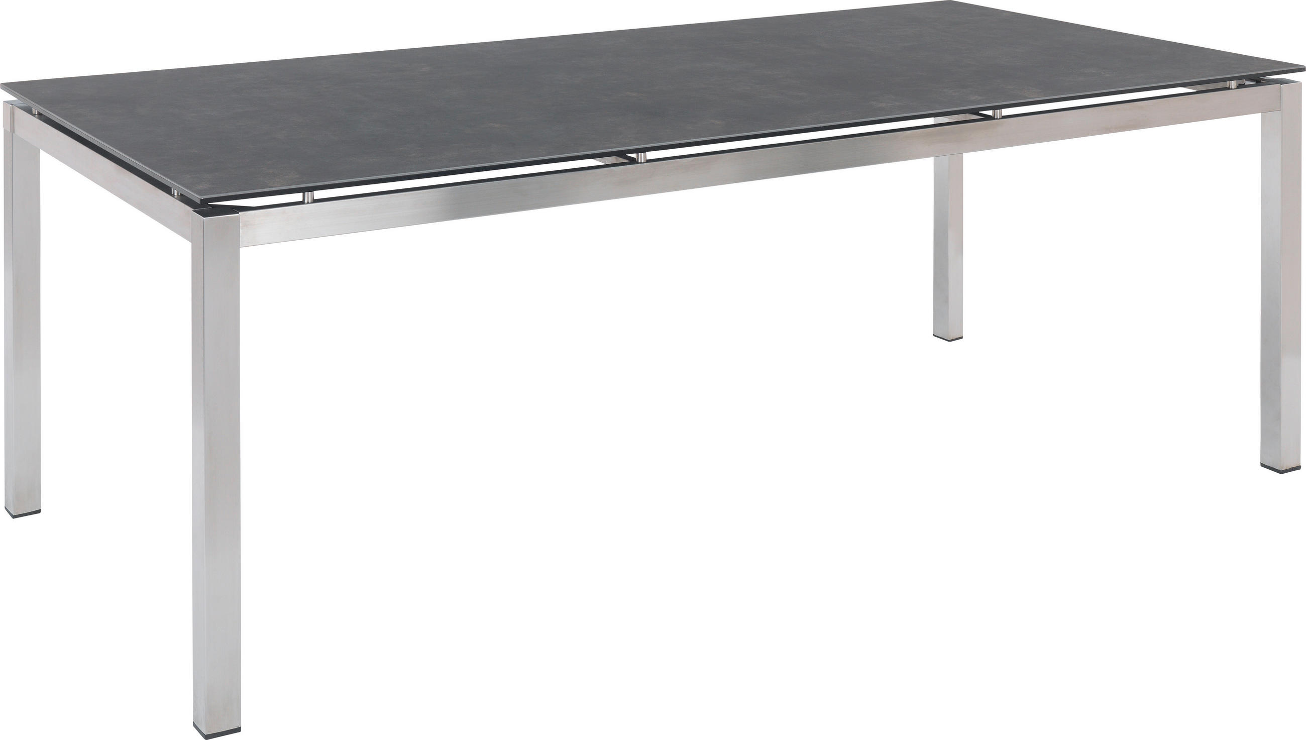 ZÁHRADNÝ STÔL, kov, sklo, 200/100/75 cm - farba ušľachtilej ocele/tmavosivá, Design, kov/sklo (200/100/75cm) - Amatio