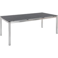 ZÁHRADNÝ STÔL, kov, sklo, 200/100/75 cm - farba ušľachtilej ocele/tmavosivá, Design, kov/sklo (200/100/75cm) - Amatio