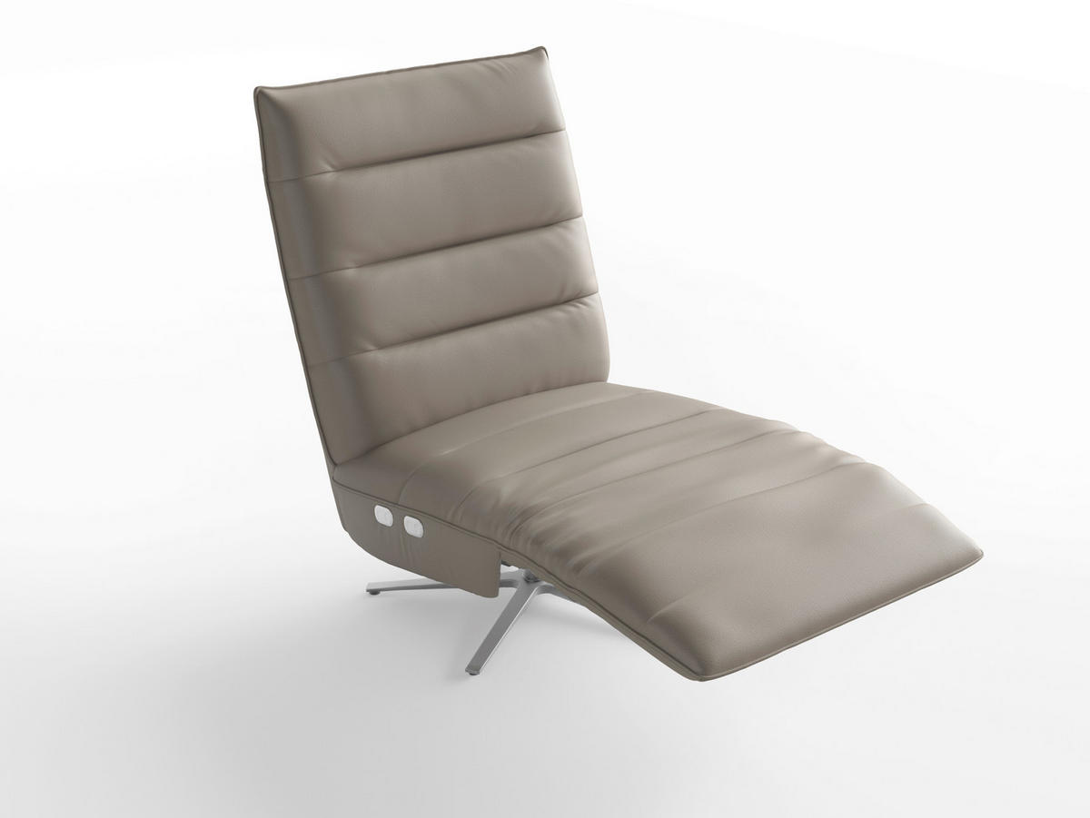 RELAXSESSEL EVE E Echtleder Kopfteilverstellung, Rücken echt    - Silberfarben/Grau, Basics, Leder/Metall (80/109/98cm) - Sit & More