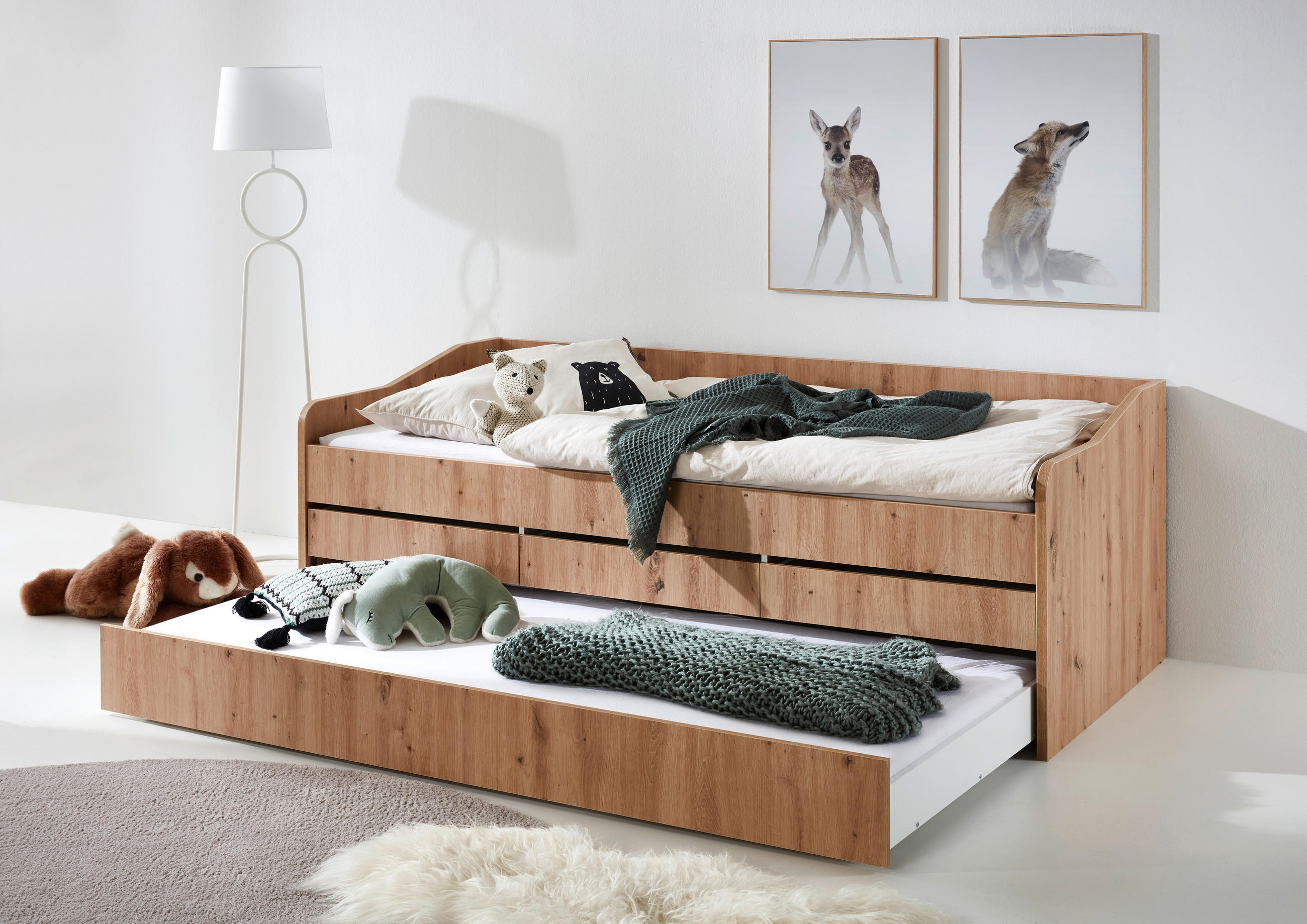 AUSZIEHBETT 90/200 cm  in Eiche Artisan  - Eiche Artisan, MODERN, Holzwerkstoff (90/200cm) - MID.YOU