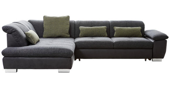 ECKSOFA Dunkelgrau Chenille  - Chromfarben/Dunkelgrau, Design, Textil (242/313cm) - Xora