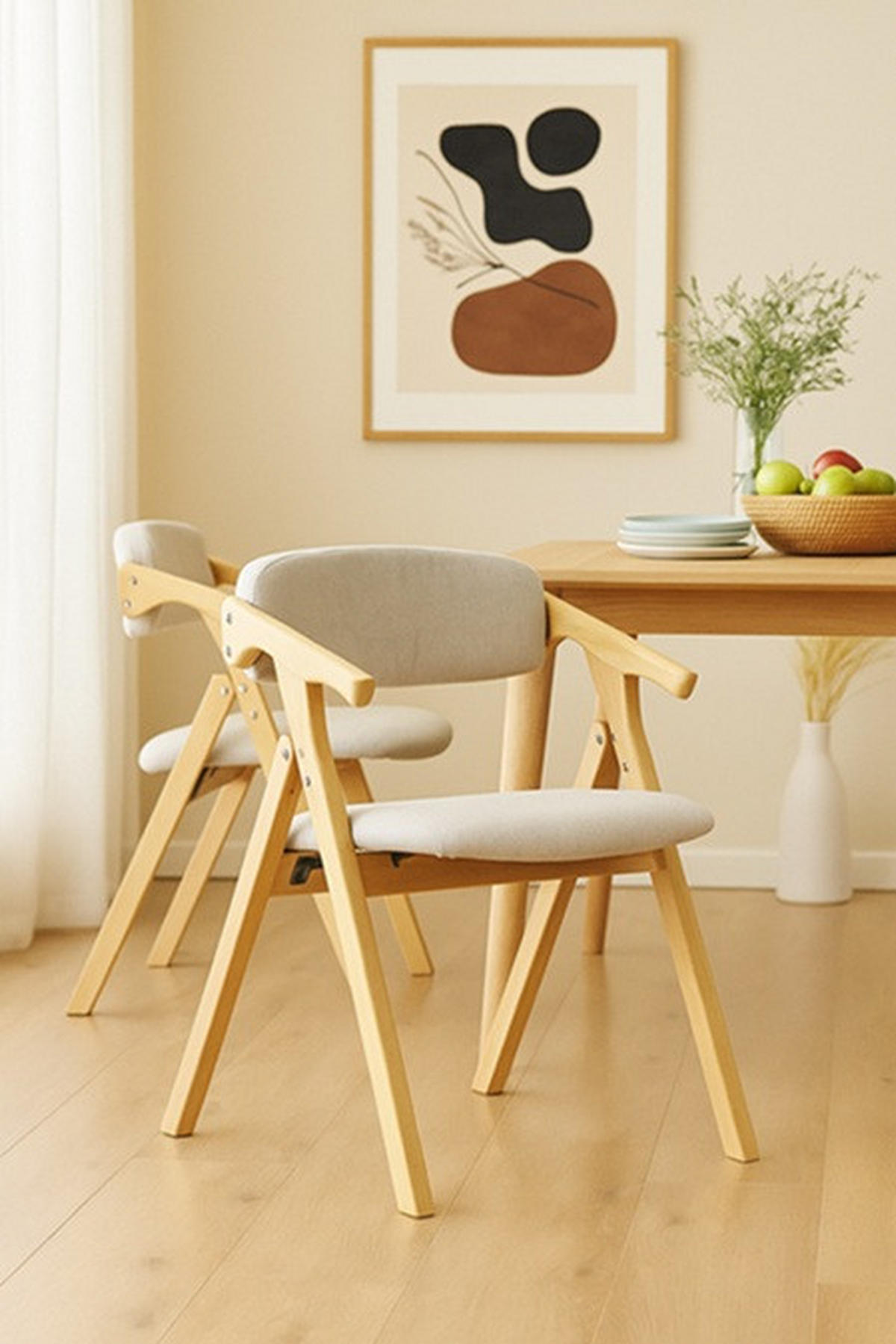 ŽIDLE S PODRUČKAMI, tkaná látka, krémová - šedá/krémová, Moderní, dřevo/textil (53/78/47cm) - MID.YOU