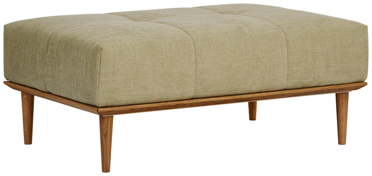 BIGSOFA  in Flachgewebe Grün  - Eichefarben/Grün, Design, Holz/Textil (220/77/120cm) - Joka