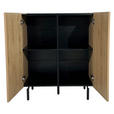 HIGHBOARD LINO in 80/95/40 cm - Eichefarben/Schwarz, Design, Holzwerkstoff/Metall (80/95/40cm) - Xora