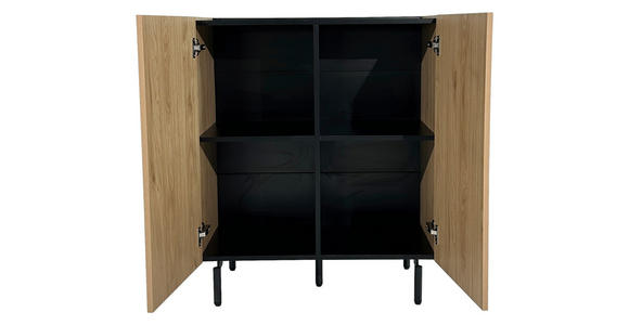 HIGHBOARD LINO in 80/95/40 cm - Eichefarben/Schwarz, Design, Holzwerkstoff/Metall (80/95/40cm) - Xora