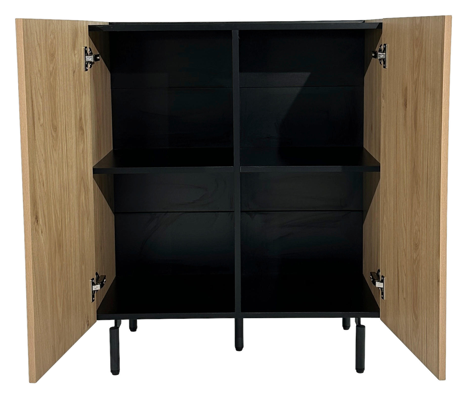 HIGHBOARD LINO in 80/95/40 cm - Eichefarben/Schwarz, Design, Holzwerkstoff/Metall (80/95/40cm) - Xora