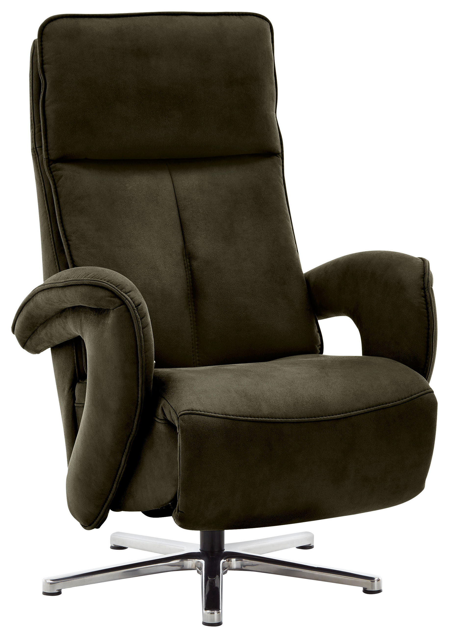 RELAXSESSEL in Textil Dunkelgrün  - Chromfarben/Dunkelgrün, Design, Textil/Metall (77/110/87cm) - Valdera