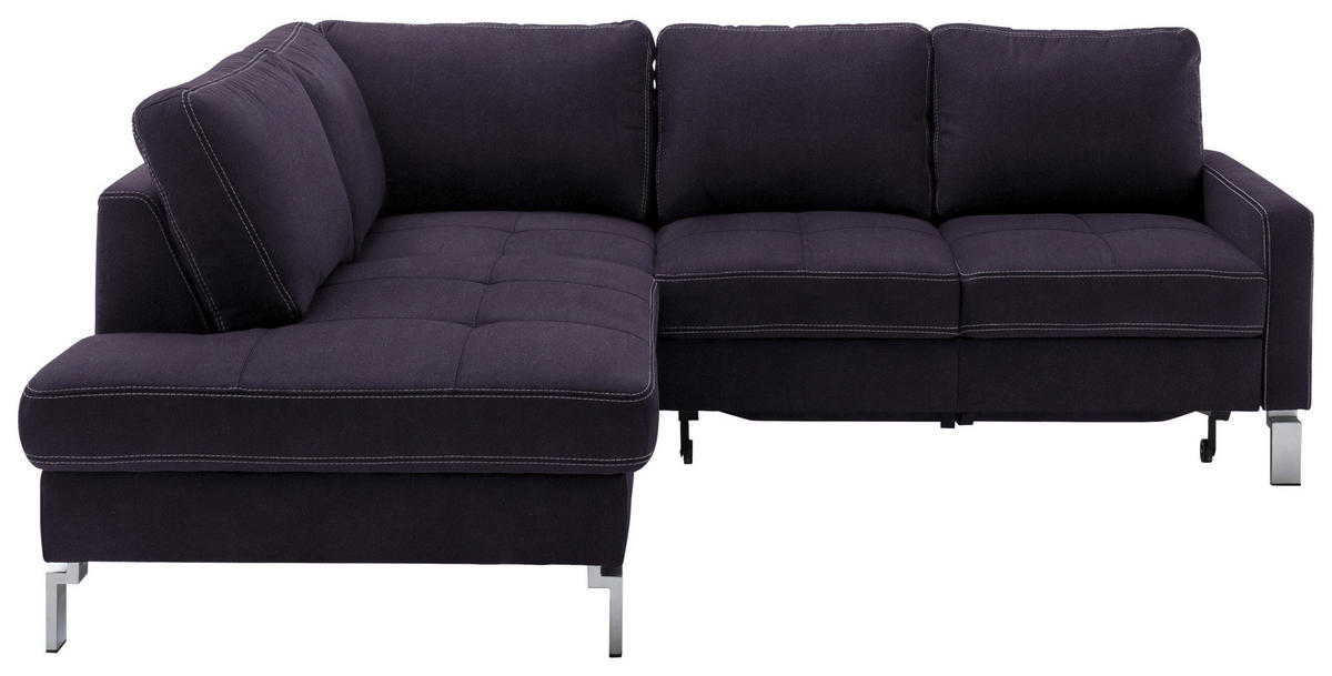 ECKSOFA in Mikrofaser Schwarz  200/229 cm  - Chromfarben/Beige, Design, Textil/Metall (200/229cm) - Pure Home Lifestyle