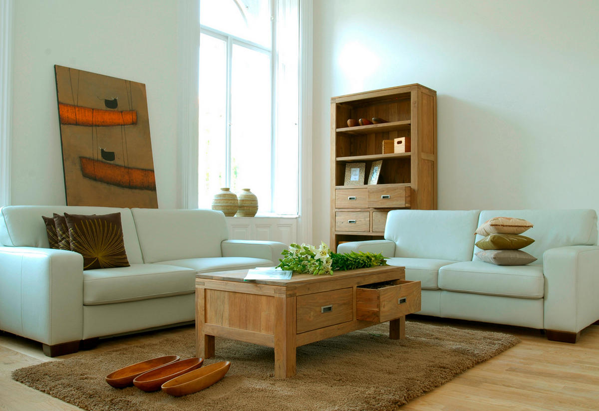 ÜLŐGARNITÚRA bőr  - diófa, Basics, bőr/fa (183/81/95cm) - Andante