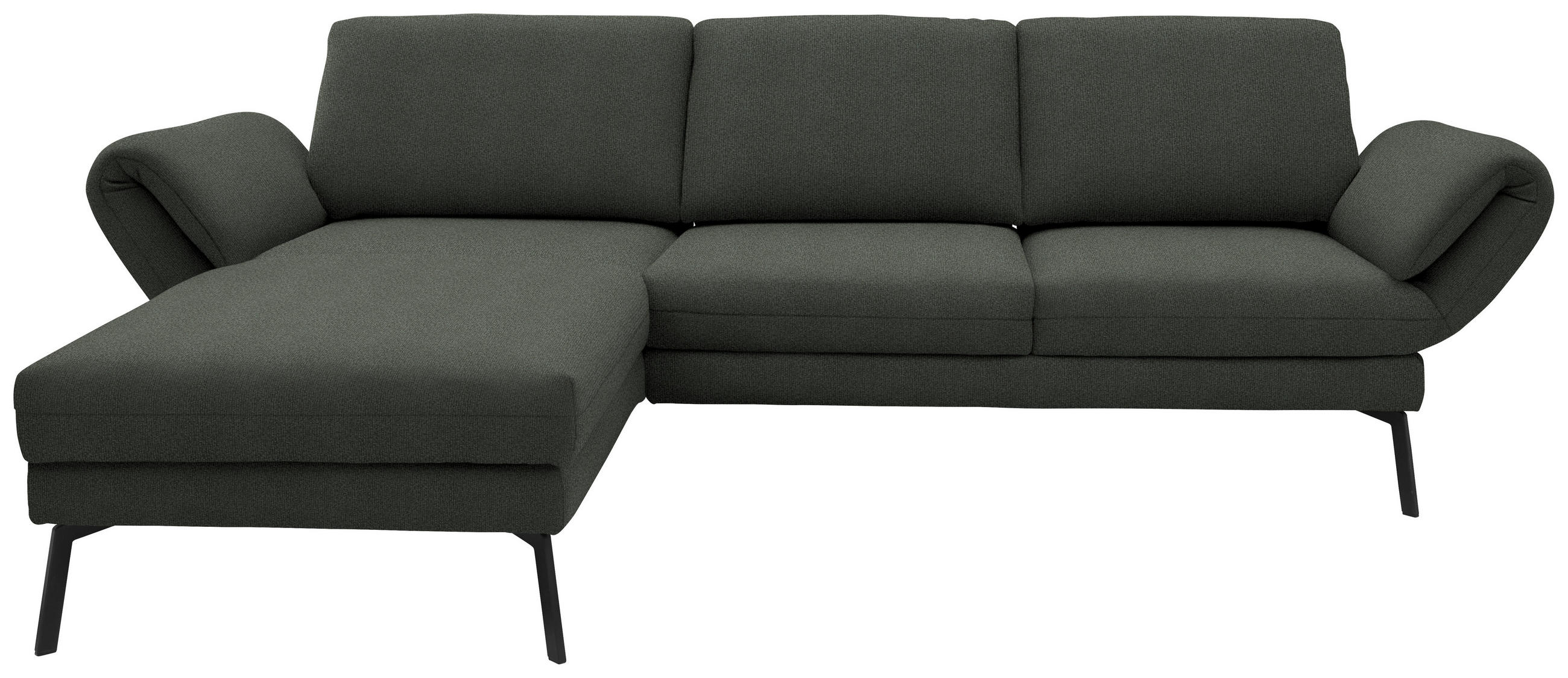 ECKSOFA  in Flachgewebe Grün  175-224/255-365 cm  - Schwarz/Grün, Design, Textil/Metall (175-224/255-365cm) - Dieter Knoll