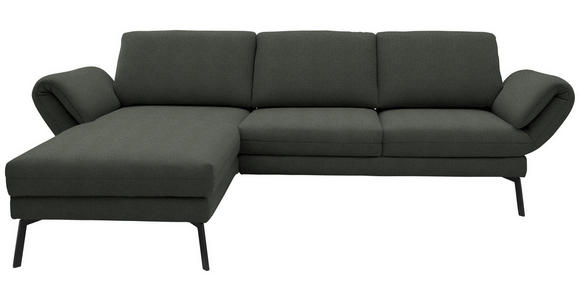 ECKSOFA  in Flachgewebe Grün  175-224/255-365 cm  - Schwarz/Grün, Design, Textil/Metall (175-224/255-365cm) - Dieter Knoll