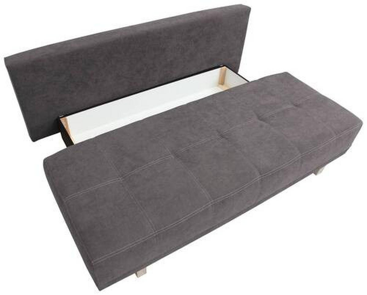 SCHLAFSOFA  mit Schlafen auf Sitzhöhe, Rücken echt Samt Graubraun  - Chromfarben/Graubraun, Design, Kunststoff/Textil (194/77/89cm) - MID.YOU