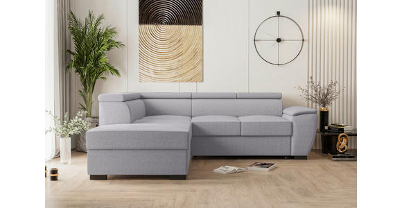 ECKSOFA  in Flachgewebe Grau  - Schwarz/Grau, KONVENTIONELL, Kunststoff/Textil (220/266cm) - Carryhome