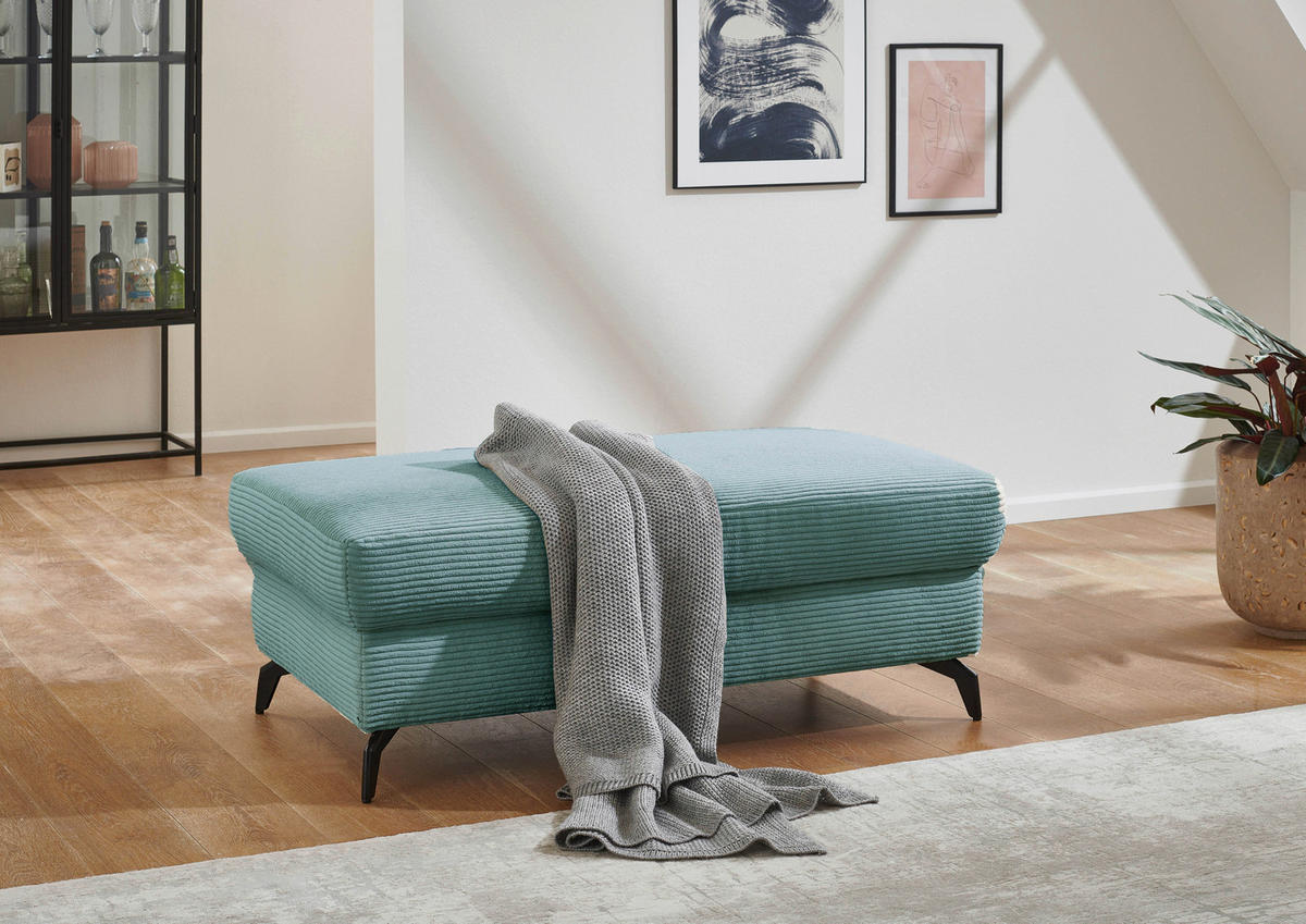 HOCKER in Textil Petrol  - Petrol/Schwarz, Konventionell, Textil/Metall (121/45/67cm) - Sit & More