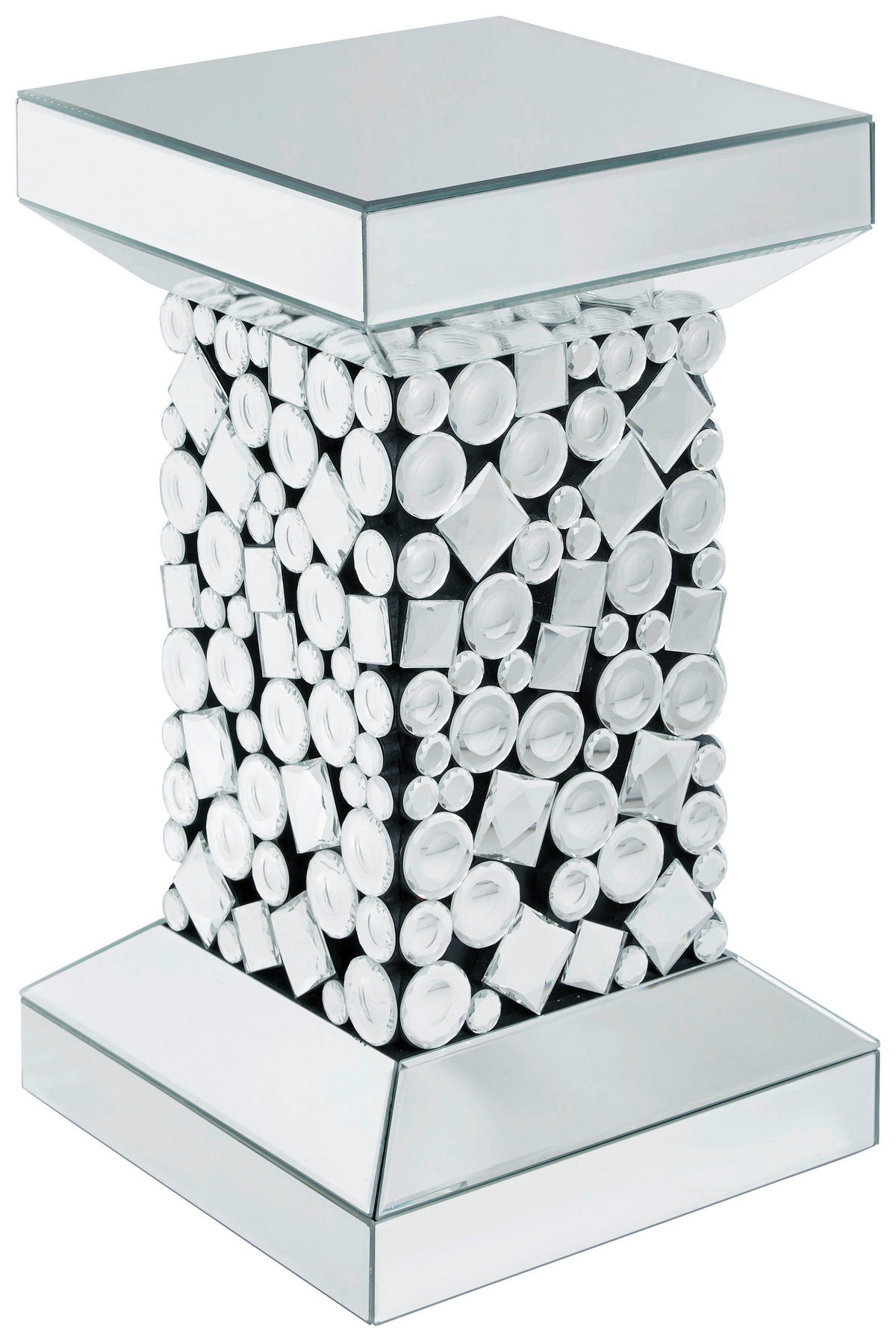 SIDOBORD i glas, trämaterial 30,5/30,5/51 cm  - silver/svart, Design, trämaterial/glas (30,5/30,5/51cm) - Ambia Home