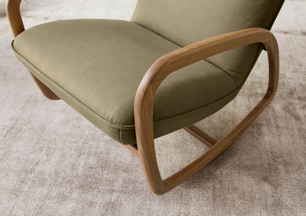 RELAXSESSEL Echtleder    - Dunkelgrün/Beige, KONVENTIONELL, Leder/Holz (70/88-95/95cm) - Koinor
