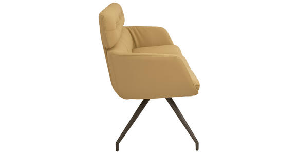 SITZBANK 200/91/70 cm Echtleder Schwarz, Karamell  - Karamell/Schwarz, Design, Leder/Metall (200/91/70cm) - Dieter Knoll