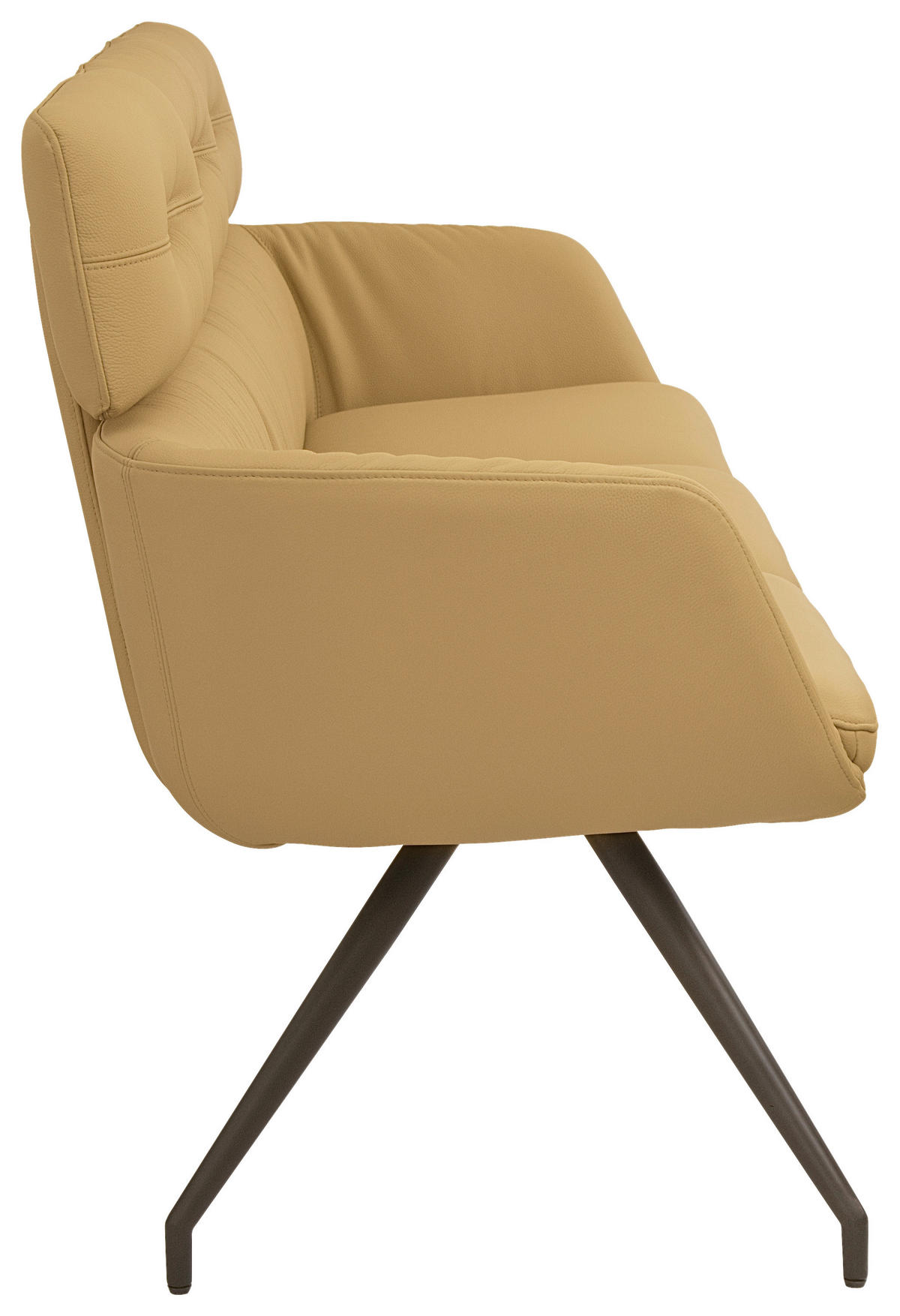 SITZBANK 200/91/70 cm Echtleder Schwarz, Karamell  - Karamell/Schwarz, Design, Leder/Metall (200/91/70cm) - Dieter Knoll