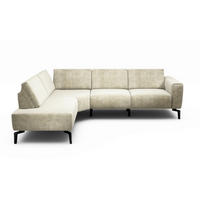 ECKSOFA in Samt Naturfarben  193/256 cm  - Schwarz/Naturfarben, Design, Textil/Metall (193/256cm) - SENSOO