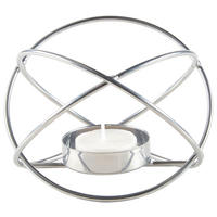 SVIETNIK NA ČAJOVÚ SVIEČKU, kov - strieborná, Basics, kov (12,5/8,5cm) - Ambia Home