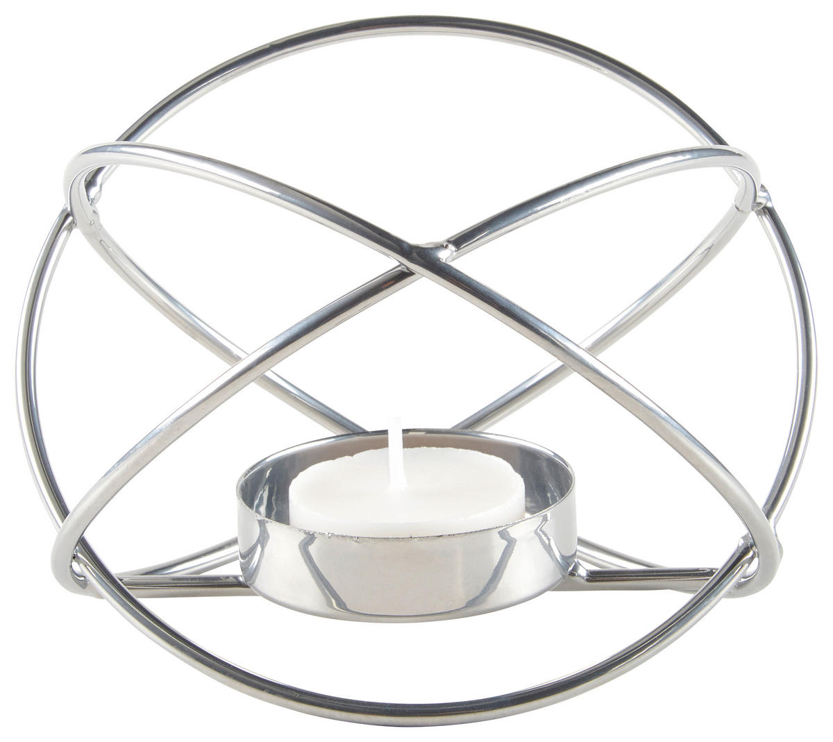 SVIETNIK NA ČAJOVÚ SVIEČKU, kov - strieborná, Basics, kov (12,5/8,5cm) - Ambia Home