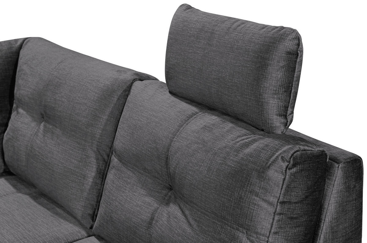 SOFFA i mikrovelour grå  - svart/grå, Klassisk, textil/plast (127/334/217cm) - MID.YOU