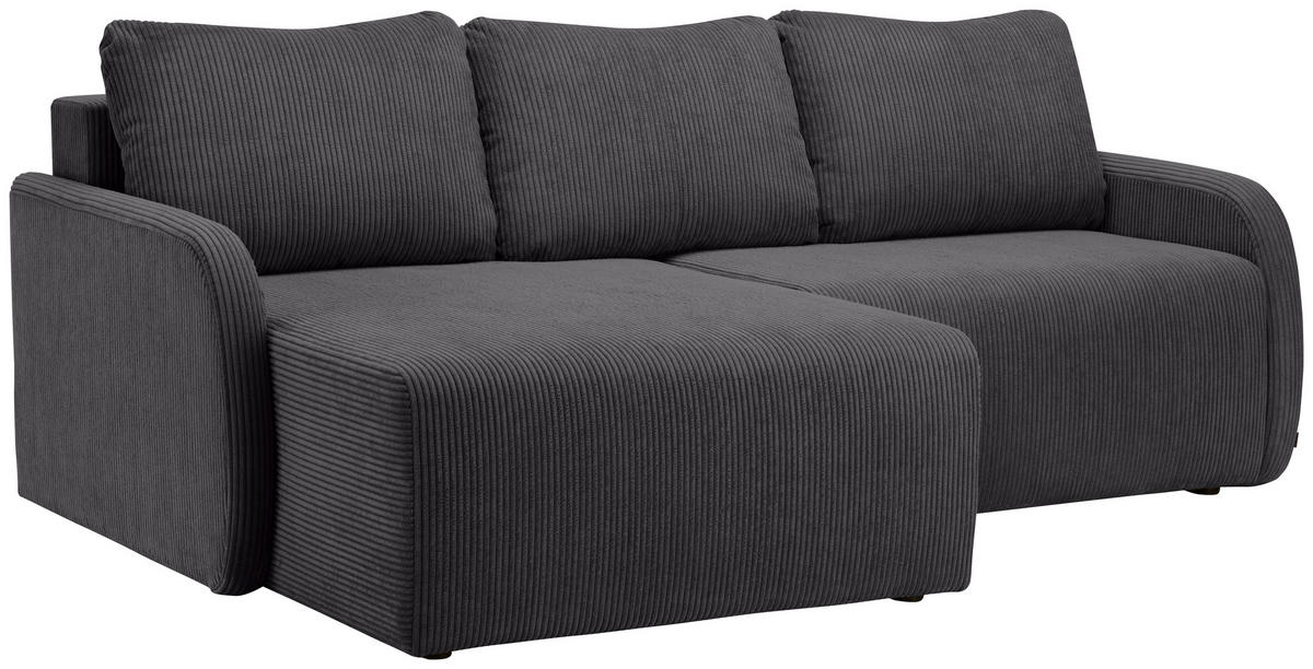 ECKSOFA Anthrazit Cord  - Anthrazit/Schwarz, KONVENTIONELL, Kunststoff/Textil (217/146cm) - Carryhome