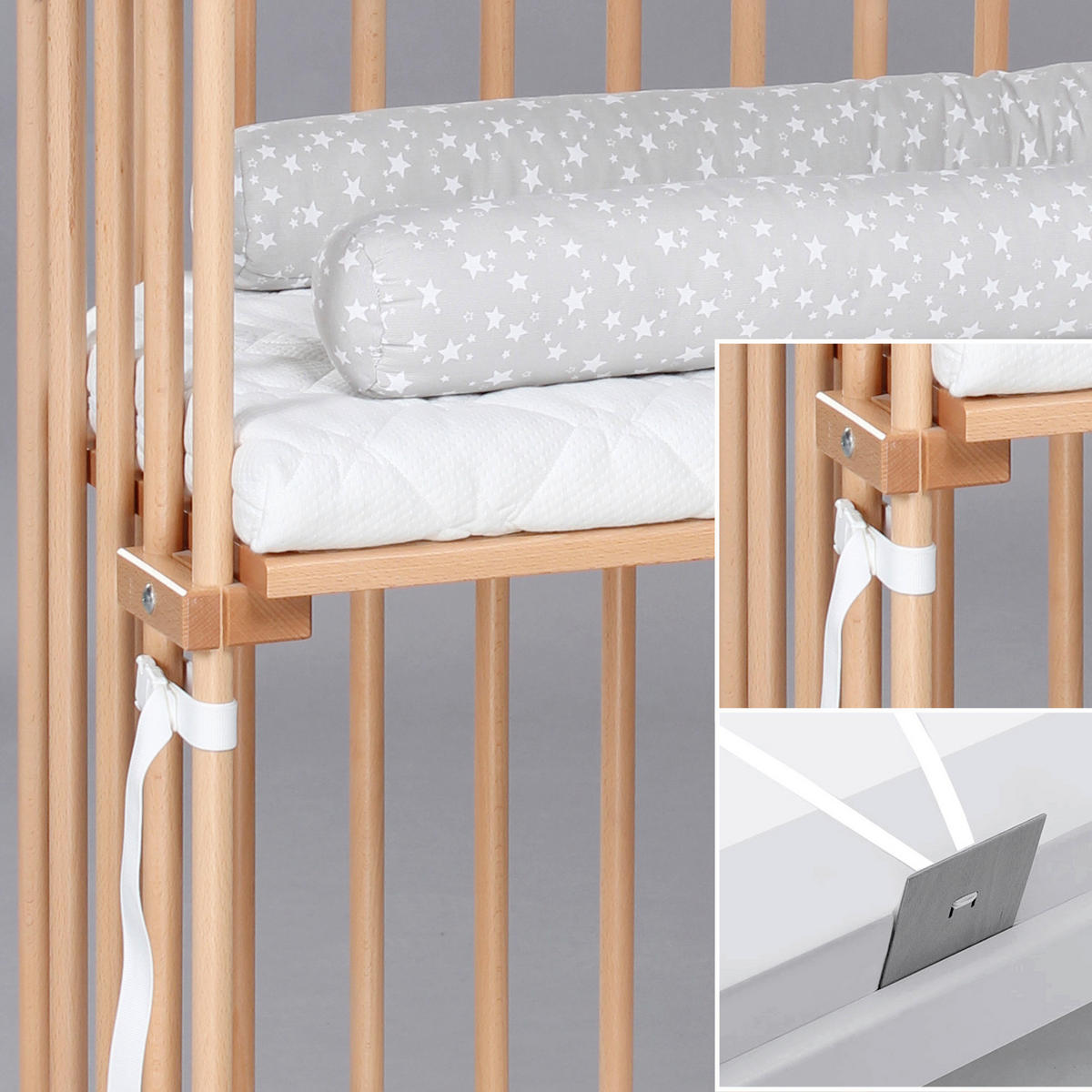 BEISTELLBETT BOXSPRING XXL  110/62/96,50 cm  - Naturfarben, Basics, Holz (110/62/96,50cm) - Babybay