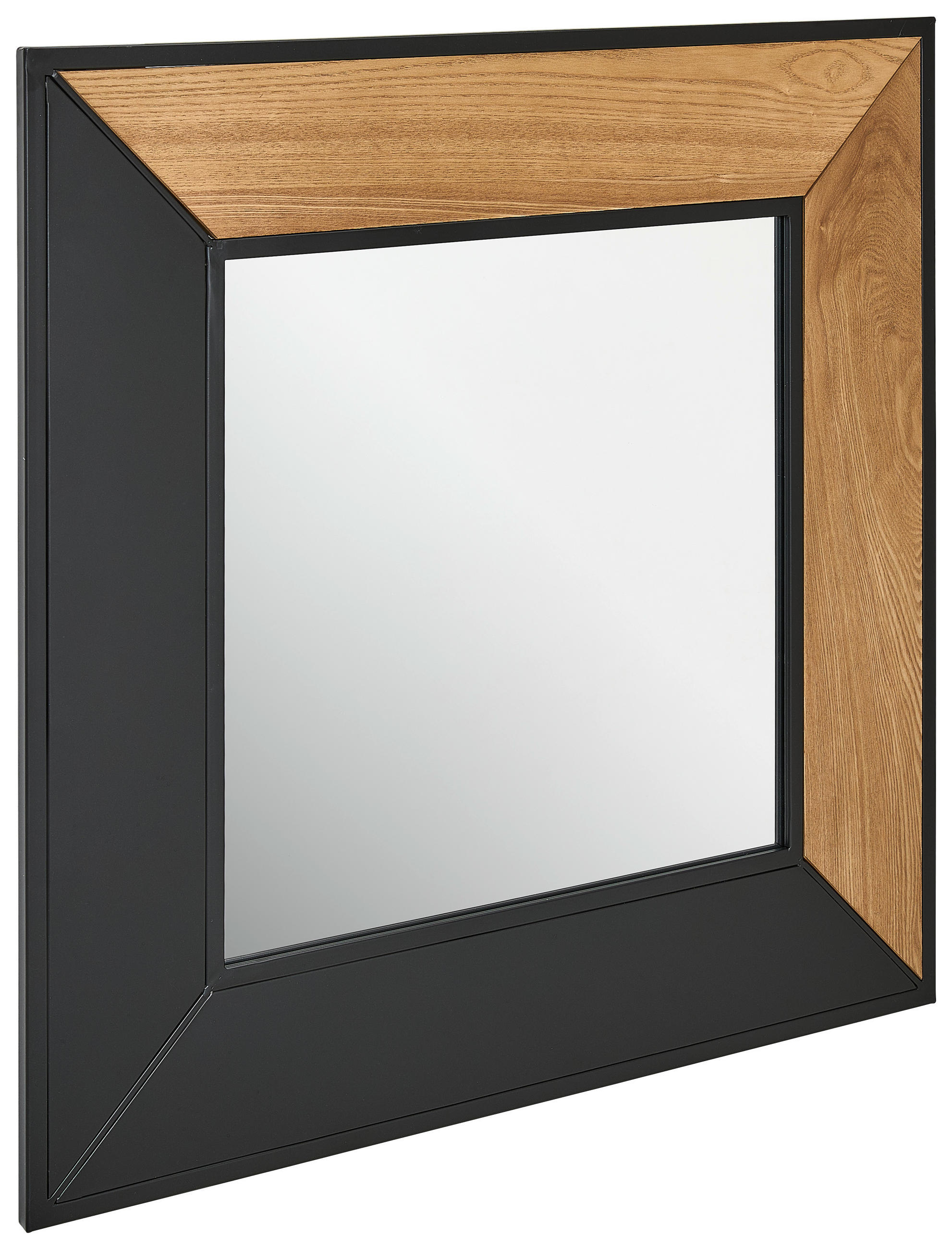 WANDSPIEGEL 80/80/1,6 cm    in quadratisch  - Schwarz/Naturfarben, Design, Glas/Holz (80/80/1,6cm) - MID.YOU