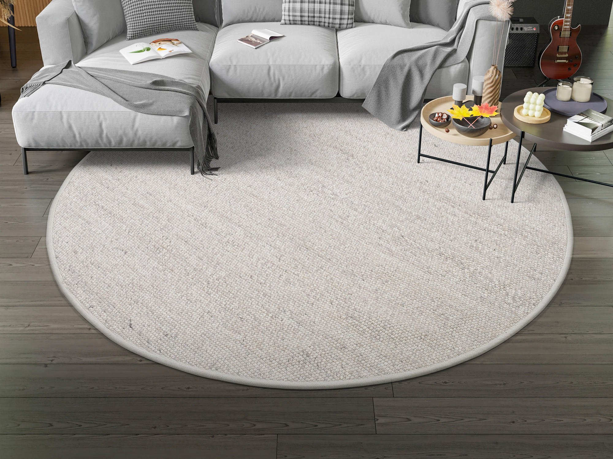 HANDWEBTEPPICH 200/200 cm Helsinki Silberfarben  - Silberfarben, Basics, Textil (200/200cm) - Linea Natura
