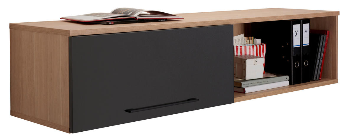 HÄNGEELEMENT Anthrazit, Eichefarben  - Eichefarben/Anthrazit, Design, Holzwerkstoff/Metall (160/36/43,4cm) - Moderano