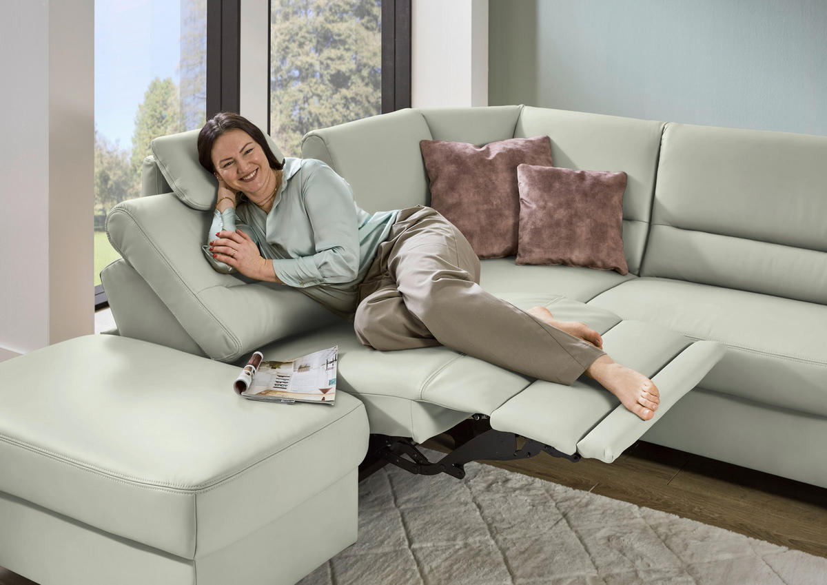 ECKSOFA  in Echtleder Silberfarben  249/290 cm  - Silberfarben/Schwarz, KONVENTIONELL, Leder/Metall (249/290cm) - Beldomo Premium