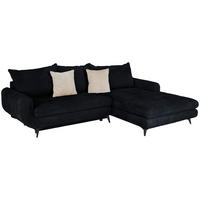 ECKSOFA WAVE Schwarz Struktur  - Beige/Schwarz, MODERN, Textil/Metall (266/189cm) - MID.YOU