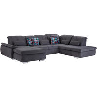 SOFFA i chenille, mikrofiber grå  - kromfärg/grå, Modern, metall/textil (195/371/260cm) - MID.YOU