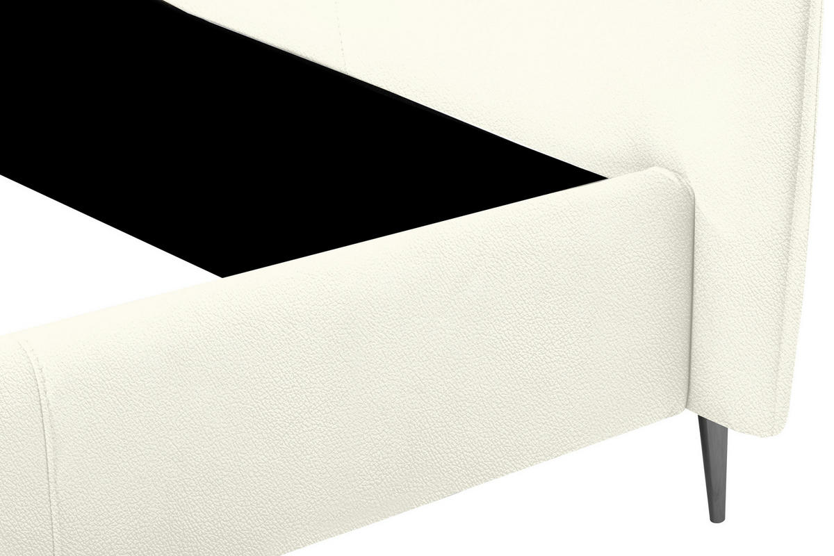 POLSTERBETT 180/200 cm,  in Weiß, gepolstertes Kopfteil,  - Schwarzchrom/Weiß, KONVENTIONELL, Leder/Metall (180/200cm) - Esposa