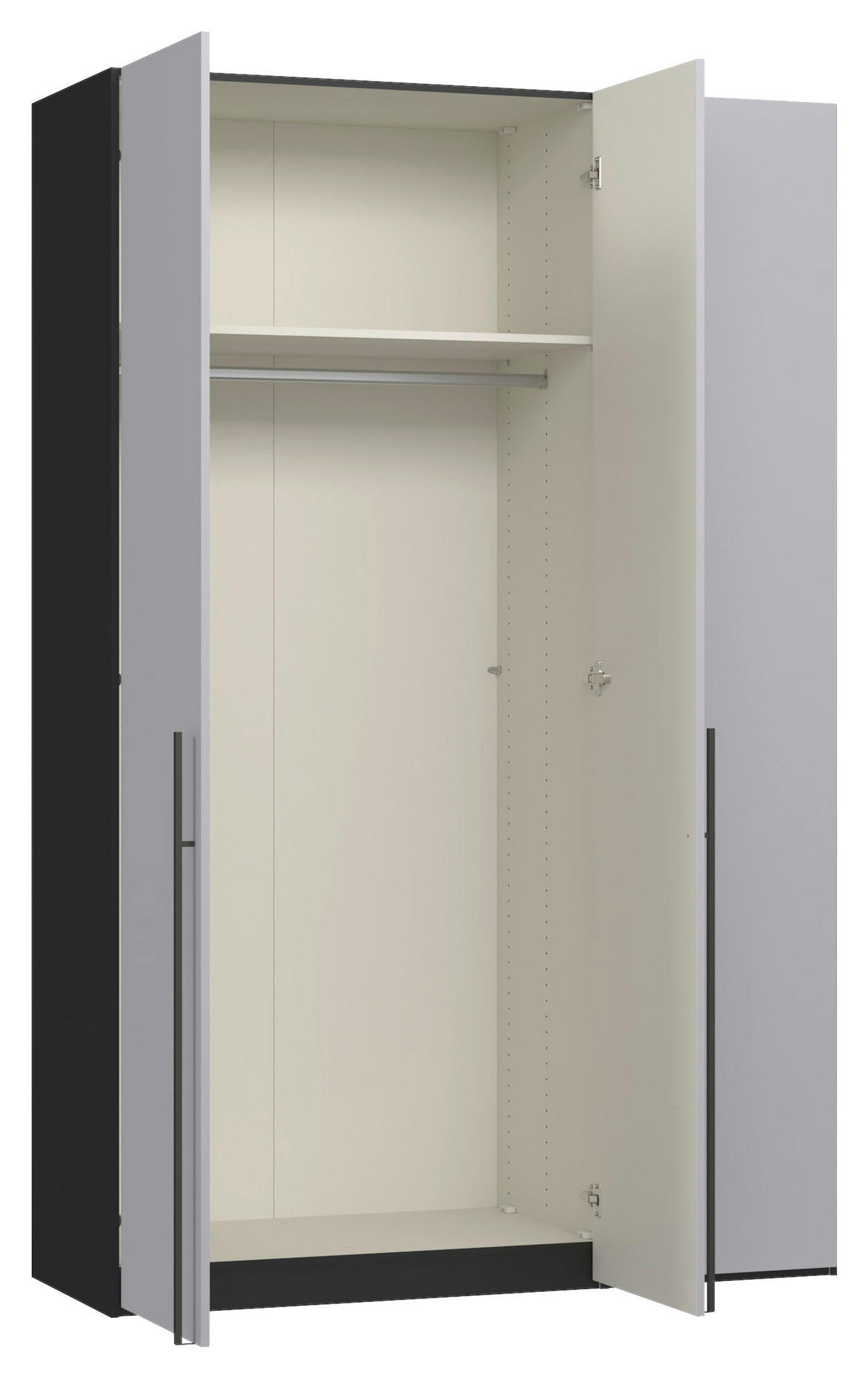 DREHTÜRENSCHRANK 152/220/59 cm,  in Schwarz, Hellgrau, 3-türig  - Titanfarben/Hellgrau, Design, Glas/Holzwerkstoff (152/220/59cm) - Jutzler