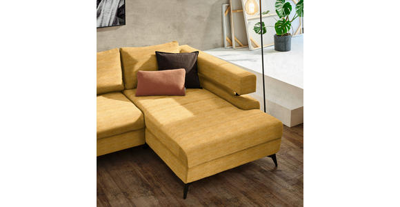 ECKSOFA in Chenille Currygelb  - Currygelb/Schwarz, KONVENTIONELL, Textil/Metall (265/184cm) - Hom`in