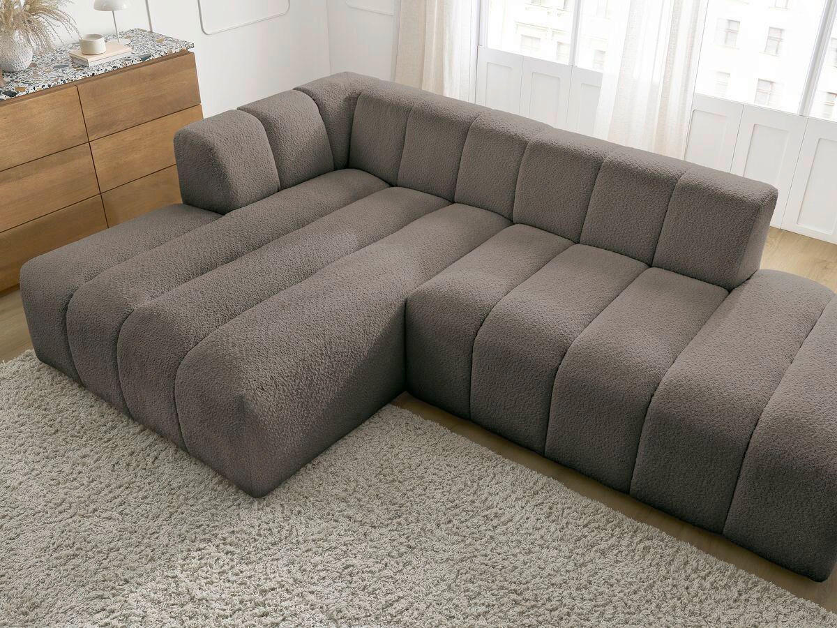 ECKSOFA  ANNECY Taupe Bouclé  - Taupe/Schwarz, MODERN, Kunststoff/Textil (170/262cm)
