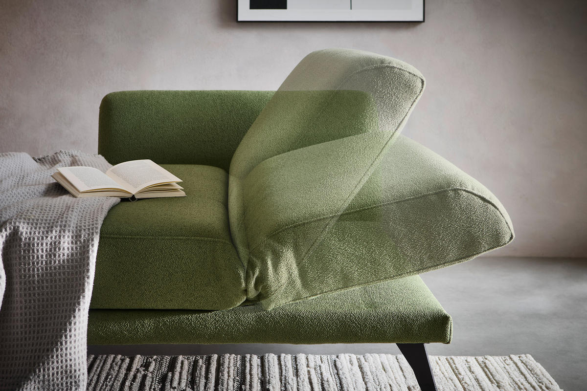 RÉCAMIERE Amira Dunkelgrün  - Dunkelgrün/Schwarz, KONVENTIONELL, Textil/Metall (200/85/106cm) - Novel