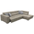 ECKSOFA in Chenille Beige  - Chromfarben/Beige, Design, Textil (301/207cm) - Xora